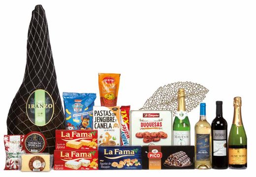 Cesta 2 Pisos Surtida con Jamón Serrano Bodega — Ref. 406