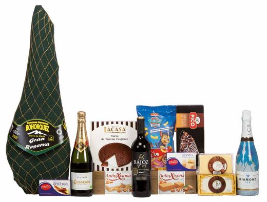 Cesta 3 Pisos Surtida con Jamón Serrano Gran Reserva Corte V — Ref. 411